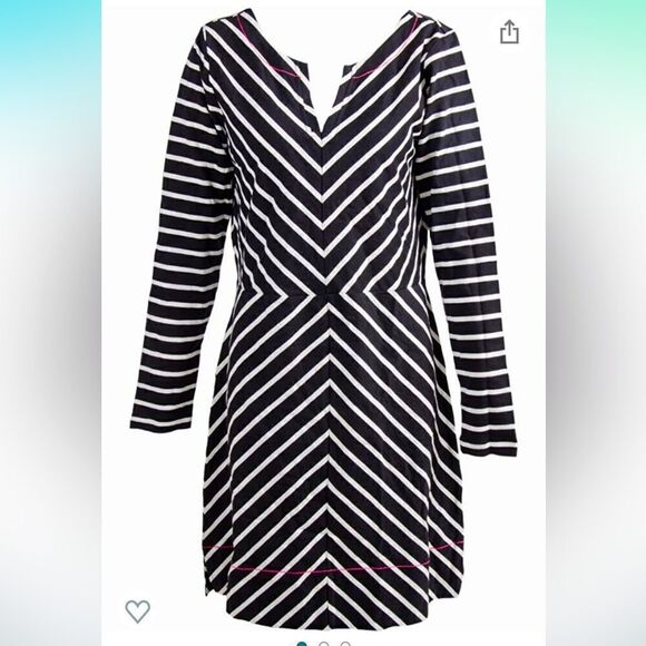 NWT Hatley Chevron Stripe Long Sleeve Notch Neck Dress Sz. S - Picture 1 of 3